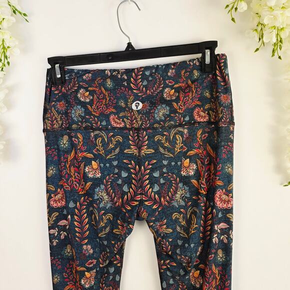 Yoga Democracy Bell Bottom Leggings XL Hippie Flare Leg Festival Floral Boho 70s - Picture 7 of 16